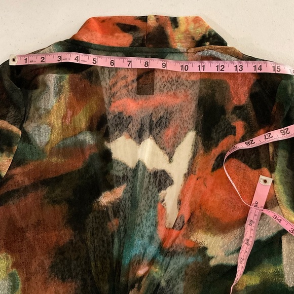 Ali Miles Sheer Kimono Abstract Black Multicolor 3/4 sleeves Women’s Size M - Picture 10 of 13